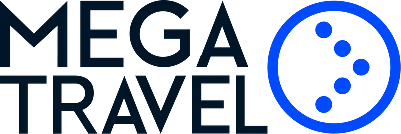 Logotipo de Mega Travel, cadena hotelera aliada de Relax & Sun Vacation